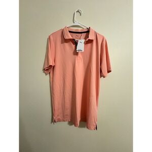 Puma MATTR Polo Golf Shirt Mens Large‎ Palms Small Peach Smoothie